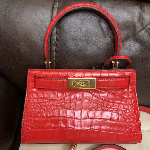 Tory Burch Lee Radziwill Petite Croc-Embossed Leather Bag - Picture 14 of 16